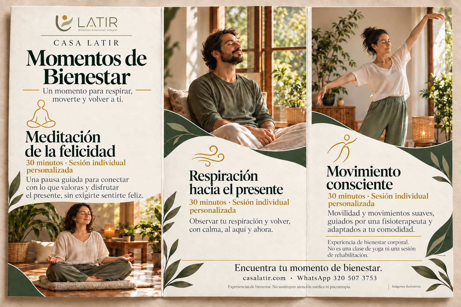 Momentos de bienestar · Carta de dos caras, carta completa: página 1 de 2