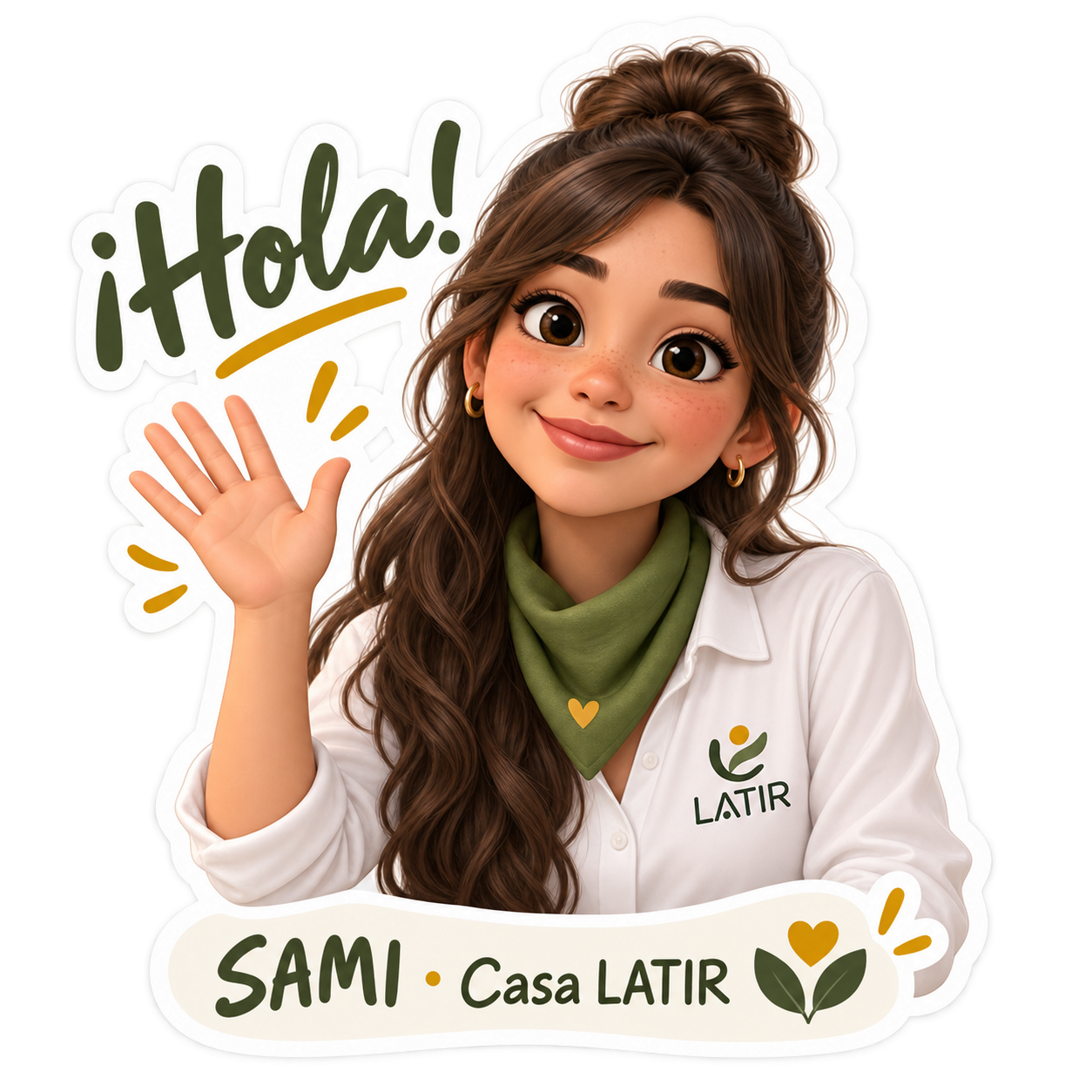 SAMI, personaje ilustrado de Casa LATIR, te saluda